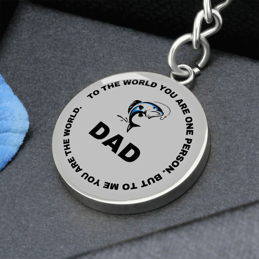 Graphic Circle Keychain For Keys | World Class Dad loves fishing