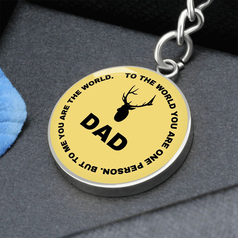 Graphic Circle Keychain For Keys | World Class Dad loves hunting
