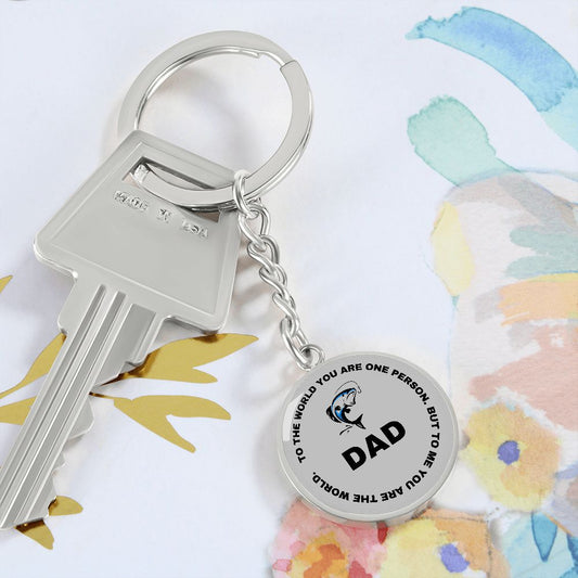 Graphic Circle Keychain For Keys | World Class Dad loves fishing