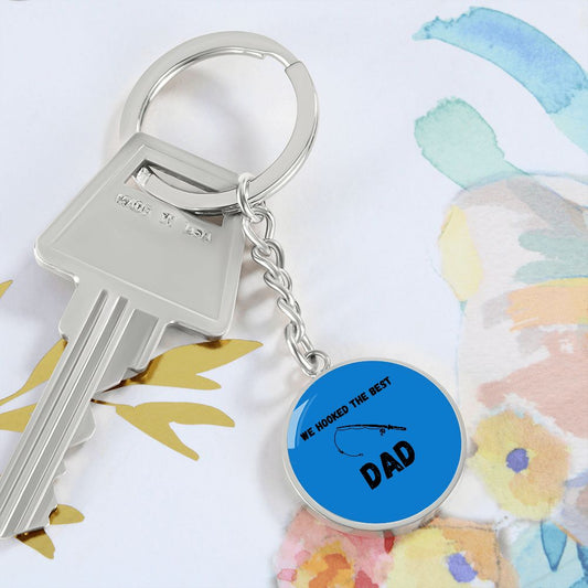 Graphic Circle Keychain For Keys | Fishing Best Dad