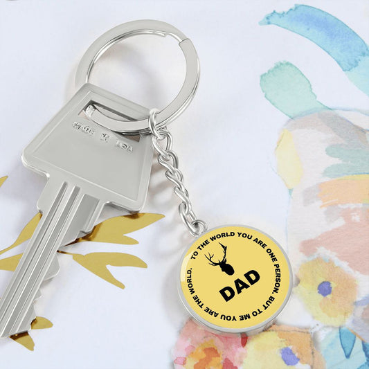 Graphic Circle Keychain For Keys | World Class Dad loves hunting