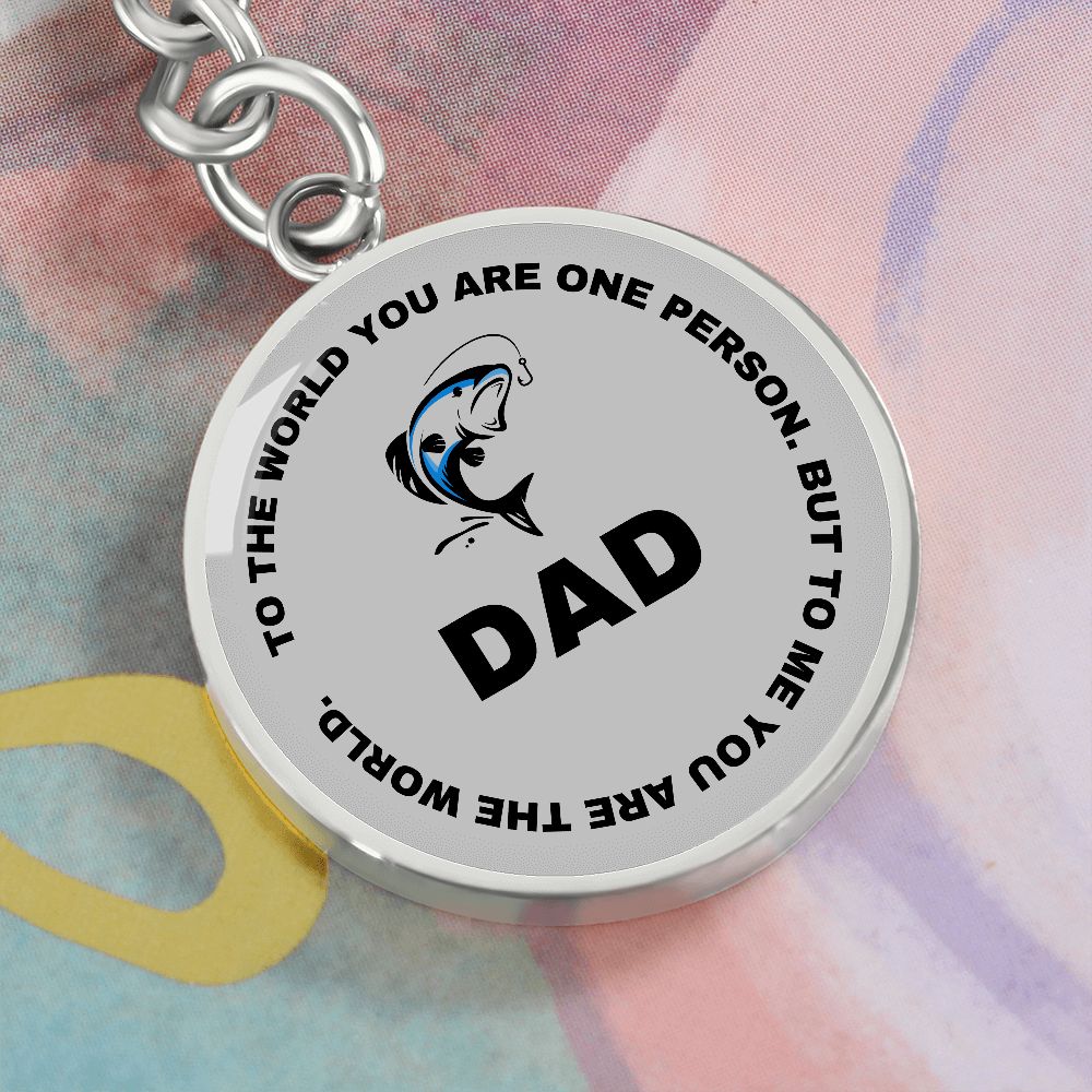 Graphic Circle Keychain For Keys | World Class Dad loves fishing