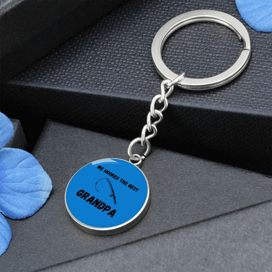 Graphic Circle Keychain For Keys | Fishing Best Grandpa