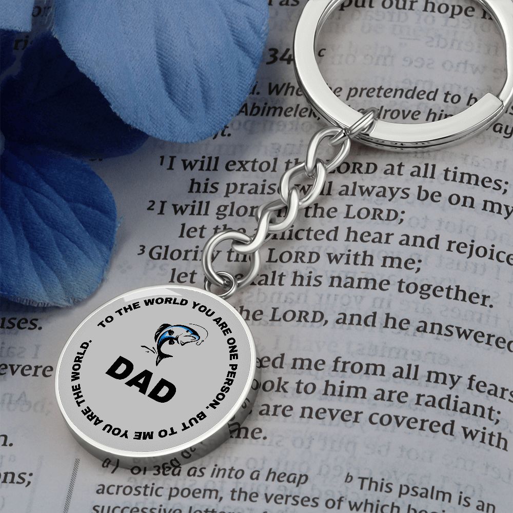 Graphic Circle Keychain For Keys | World Class Dad loves fishing