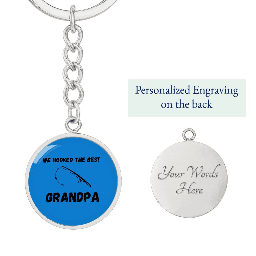 Graphic Circle Keychain For Keys | Fishing Best Grandpa