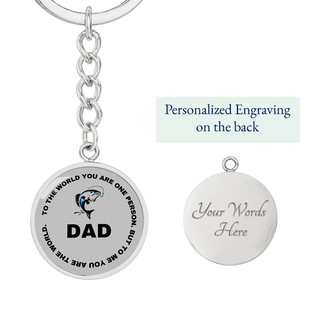 Graphic Circle Keychain For Keys | World Class Dad loves fishing