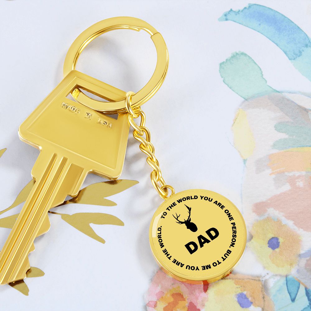 Graphic Circle Keychain For Keys | World Class Dad loves hunting