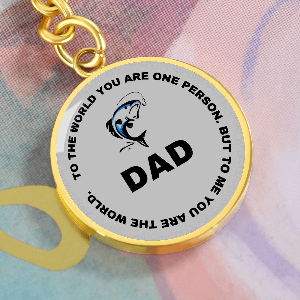 Graphic Circle Keychain For Keys | World Class Dad loves fishing