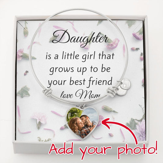 Daughter Custom Heart Bangle Bracelet