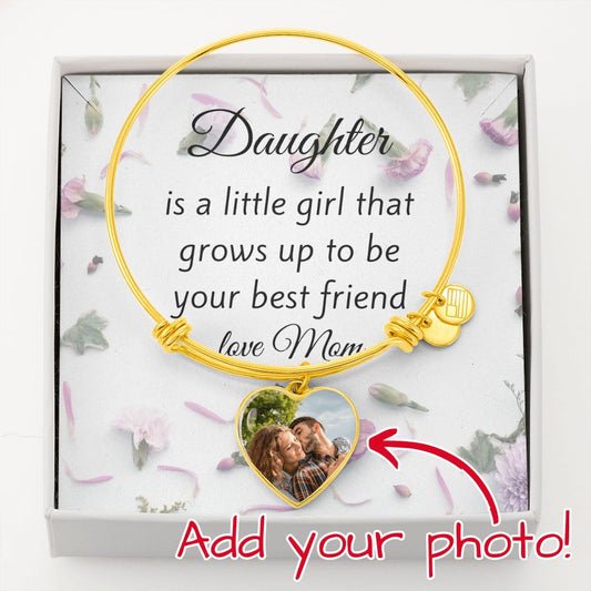 Daughter Custom Heart Bangle Bracelet