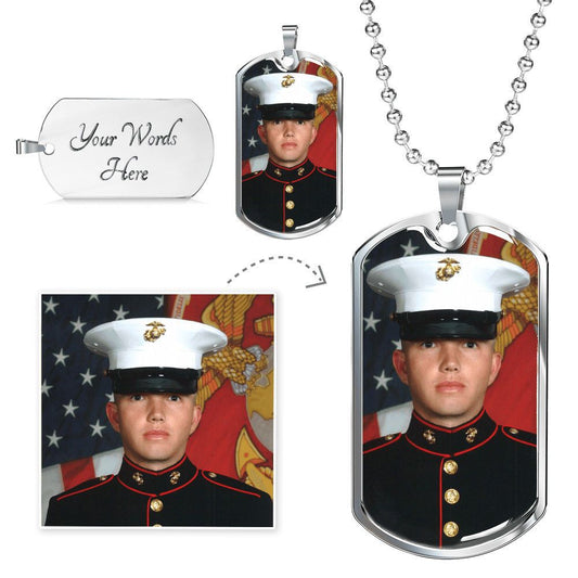 Single Dog Tag on Chain Personalized Customizable