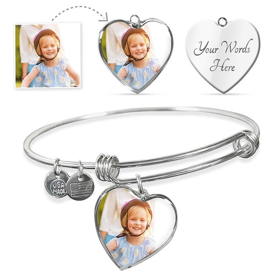 All My Love Personalized Photo Heart Keepsake Bangle