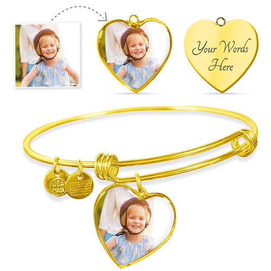 All My Love Personalized Photo Heart Keepsake Bangle